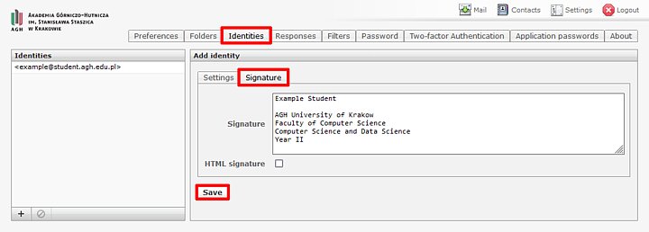 Webmail settings