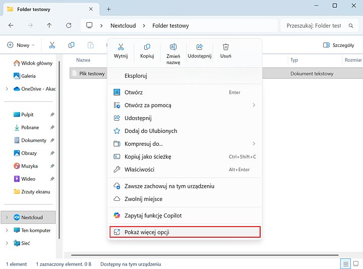 Udostępnianie plików w Nextcloud