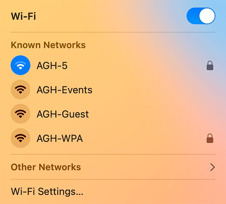 Wi-Fi settings on macOS