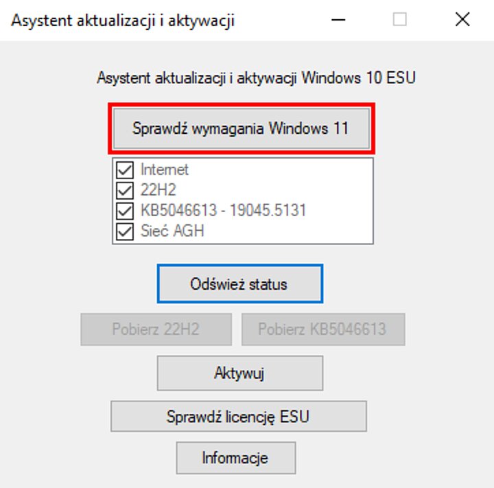 Okno instalatora ESU
