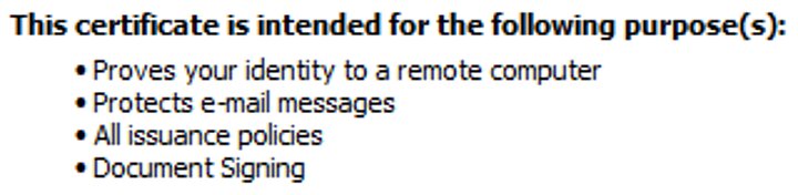 Certificate information