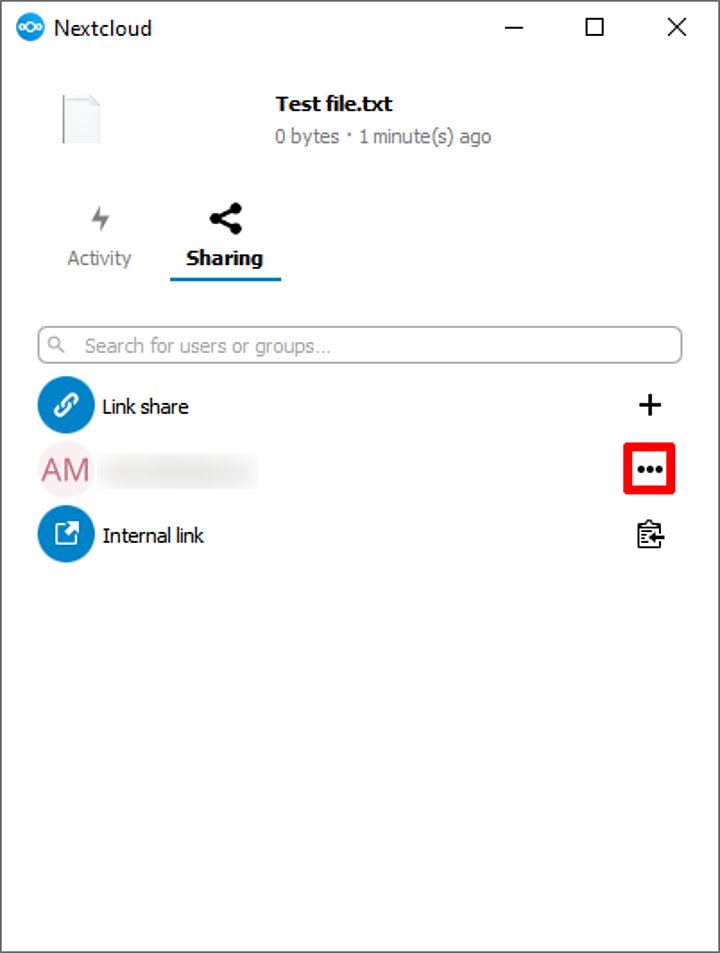 Sharing in the Nextcloud app