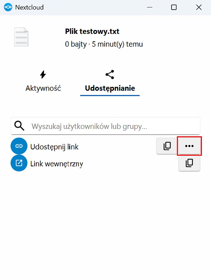 Udostępnianie plików w aplikacji Nextcloud