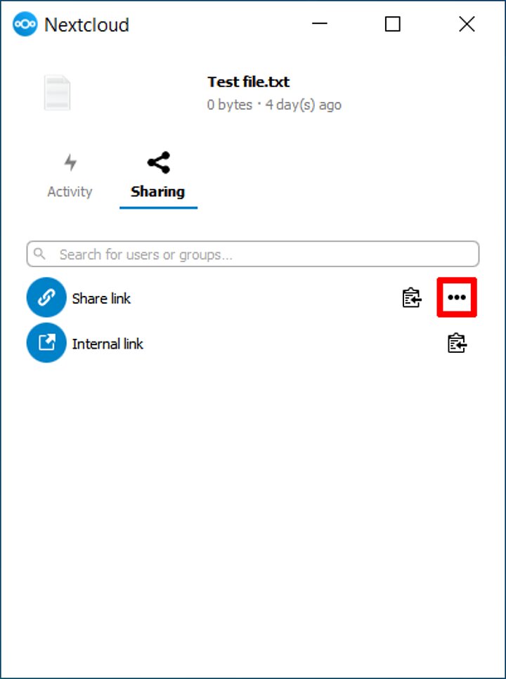 Sharing in the Nextcloud app