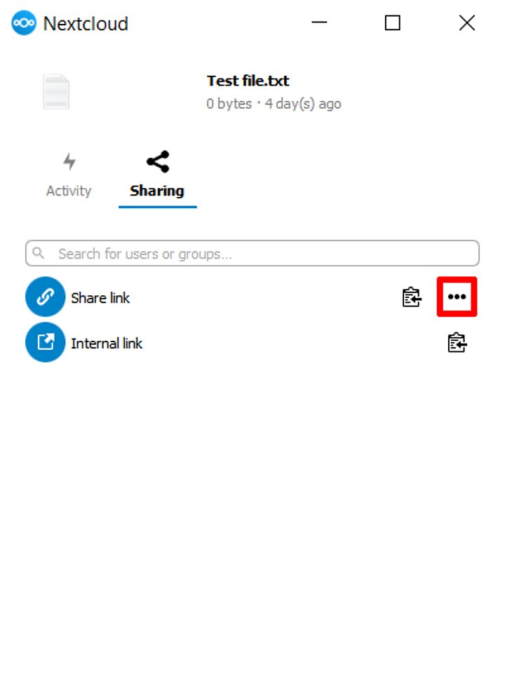Sharing in the Nextcloud app