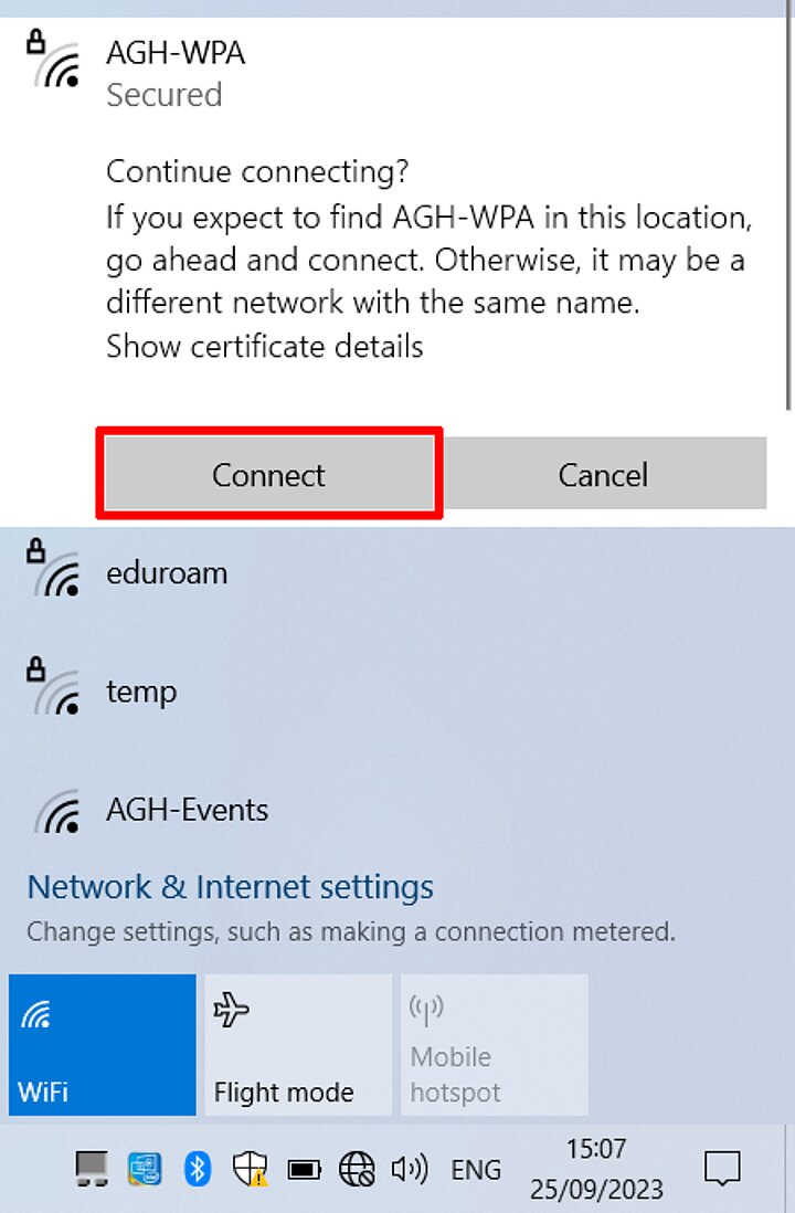 Wi-Fi settings on Windows