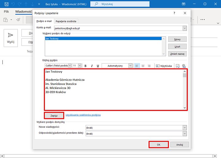Widok programu Outlook