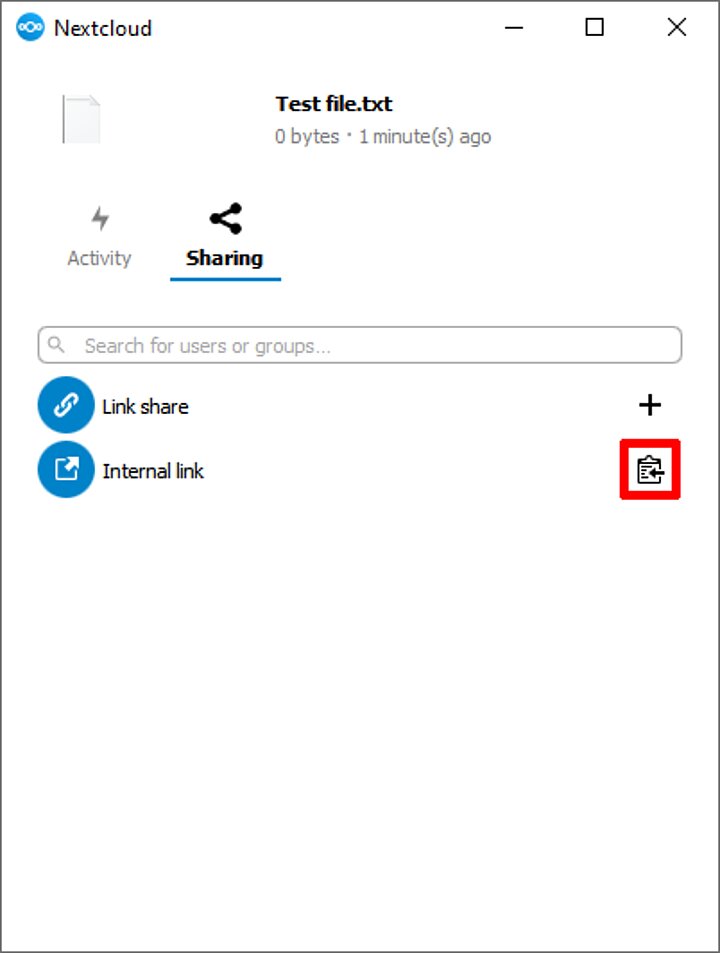 Sharing in the Nextcloud app