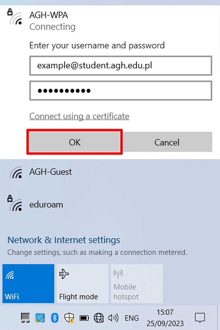 Wi-Fi settings on Windows