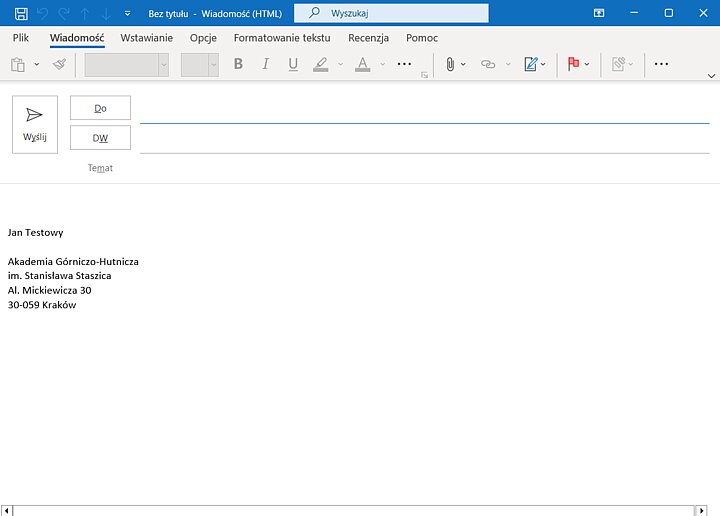 Widok programu Outlook