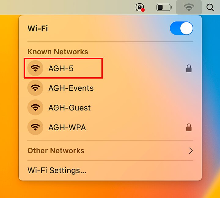 Wi-Fi settings on macOS