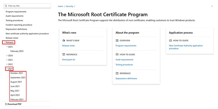 Microsoft Root Certificate Program