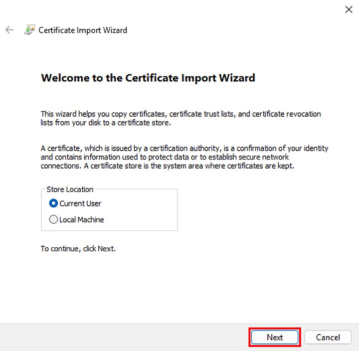 Certificate installation