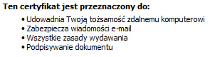Informacja o certyfikacie