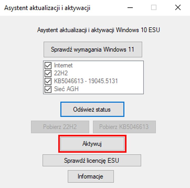 Okno instalatora ESU