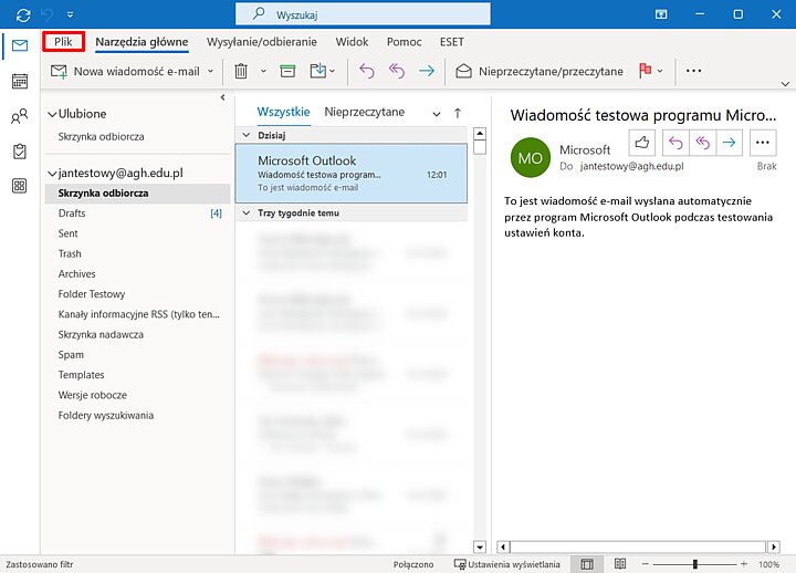 Widok programu Outlook