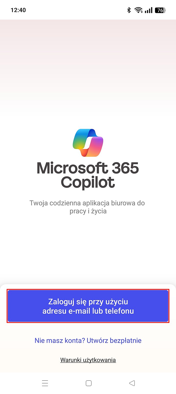 Instalacja aplikacji Microsoft 365 Copilot dla systemu Android
