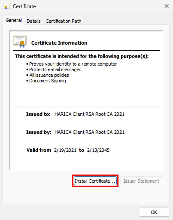 Certificate installation