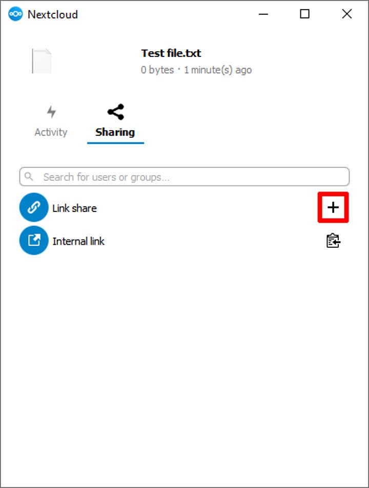 Sharing in the Nextcloud app