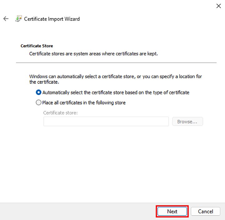 Certificate installation