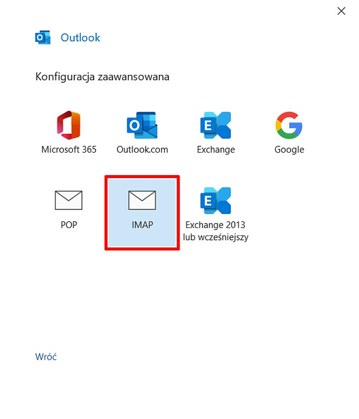 Widok ustawień programu Outlook
