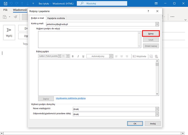 Widok programu Outlook