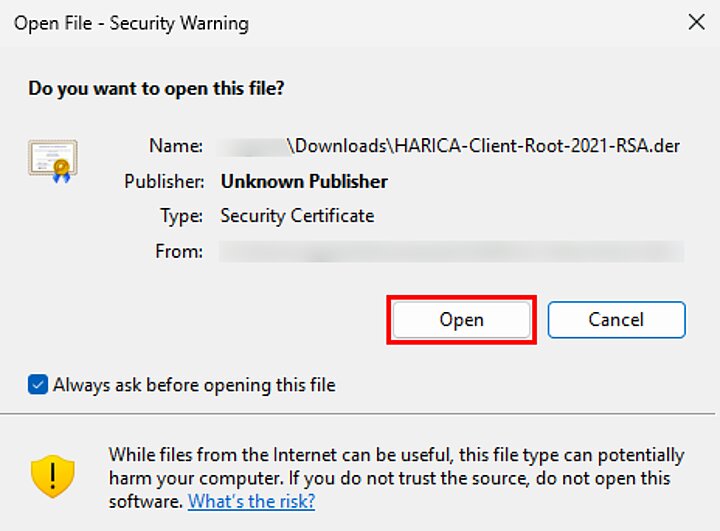 Certificate installation
