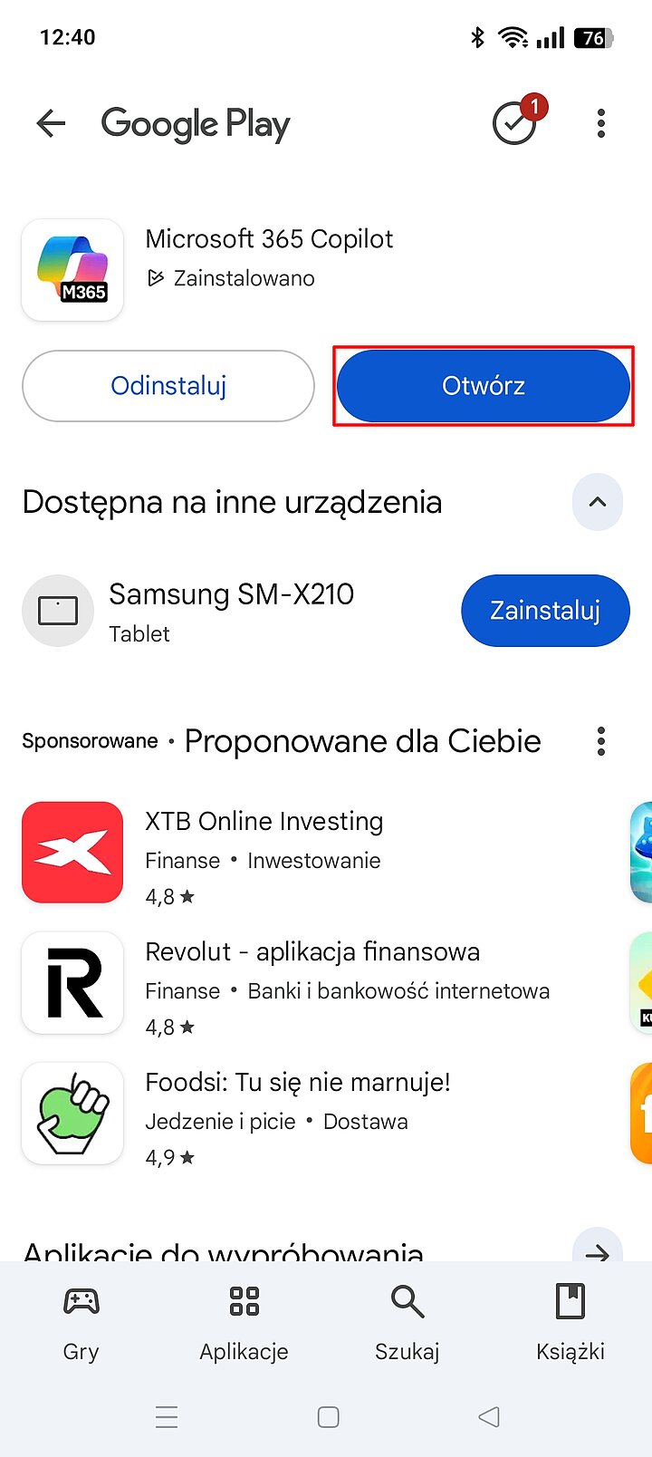 Instalacja aplikacji Microsoft 365 Copilot dla systemu Android