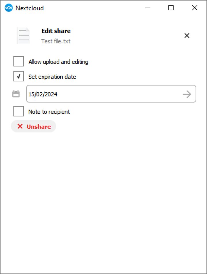 Sharing in the Nextcloud app