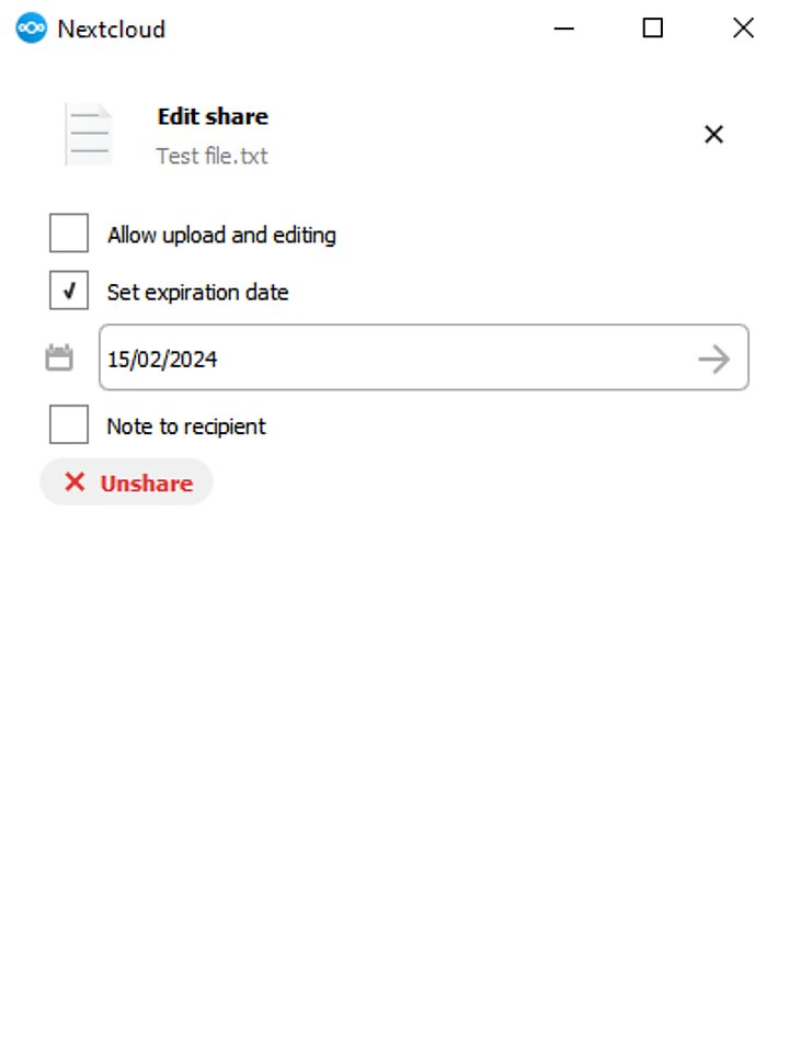 Sharing in the Nextcloud app