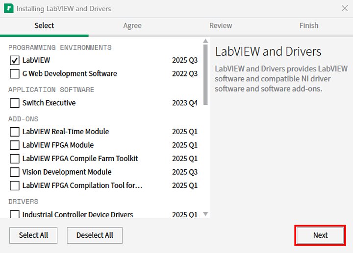 Instalator programu LabVIEW