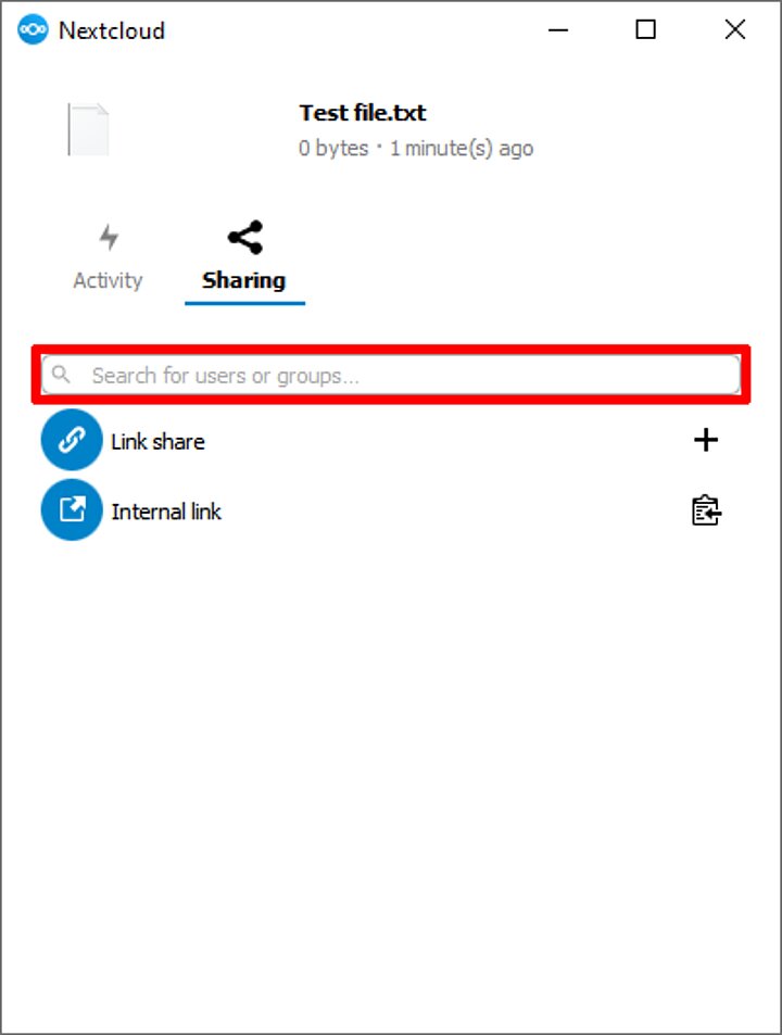 Sharing in the Nextcloud app